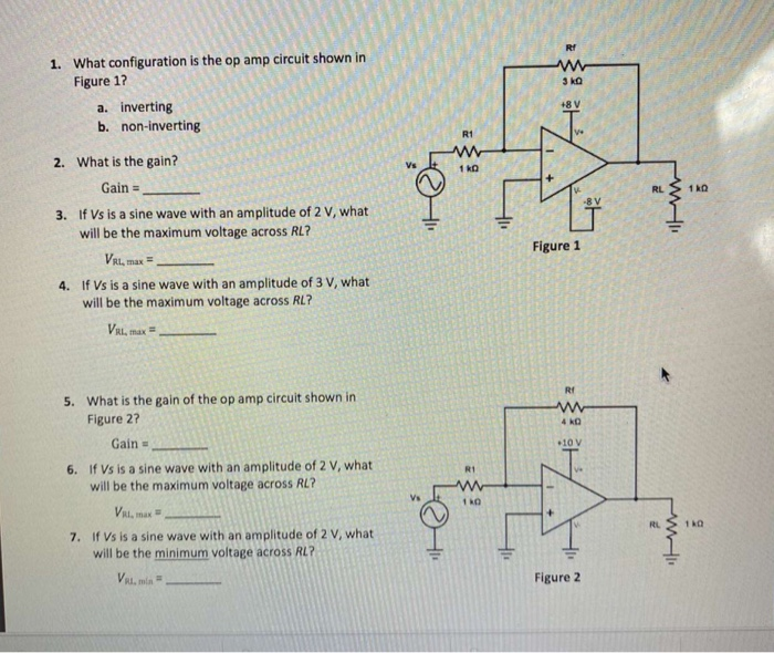 Solved 1 1. What configuration is the op amp circuit shown | Chegg.com
