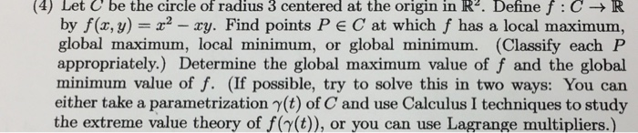 Solved (4) Let C be the circle of radius 3 centered at the | Chegg.com