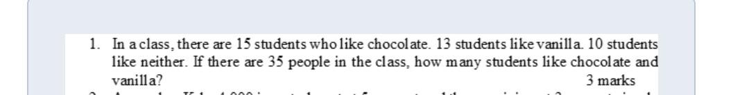 in a class of 26 students 15 like vanilla