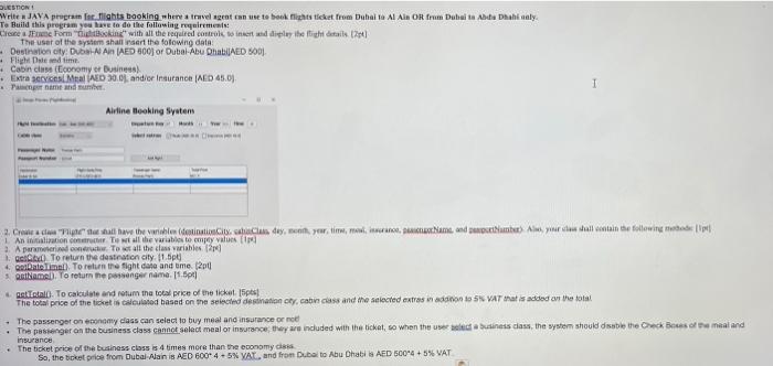 Solved QUESTION Write JAYA program for flights booking where | Chegg.com