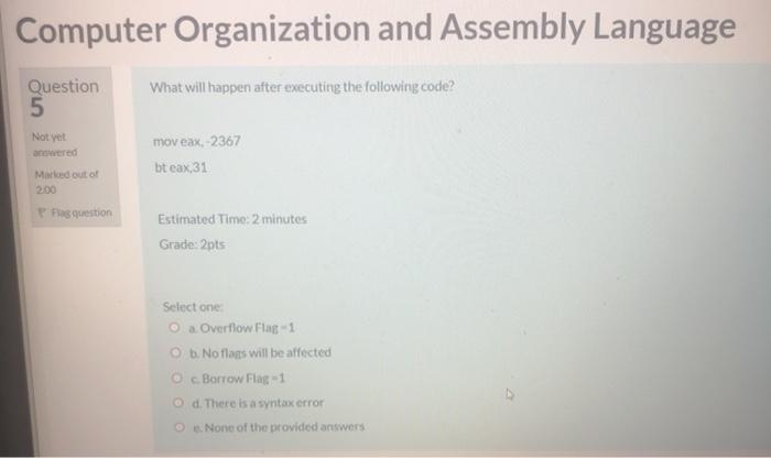 Solved Computer Organization and Assembly Language Question | Chegg.com