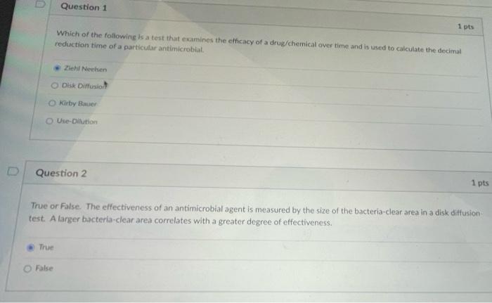 Solved Question 1 1 pts Which of the following is a test | Chegg.com
