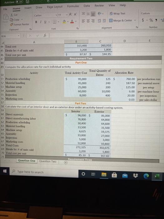 Solved S А B Question One 1 Decorative Doors, Inc., produces