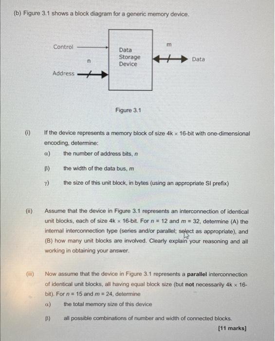Solved (b) Figure 3.1 shows a block diagram for a generic | Chegg.com