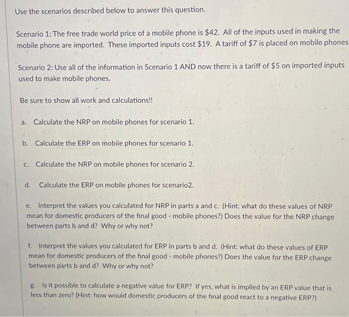 Solved Use The Scenarios Described Below To Answer This | Chegg.com