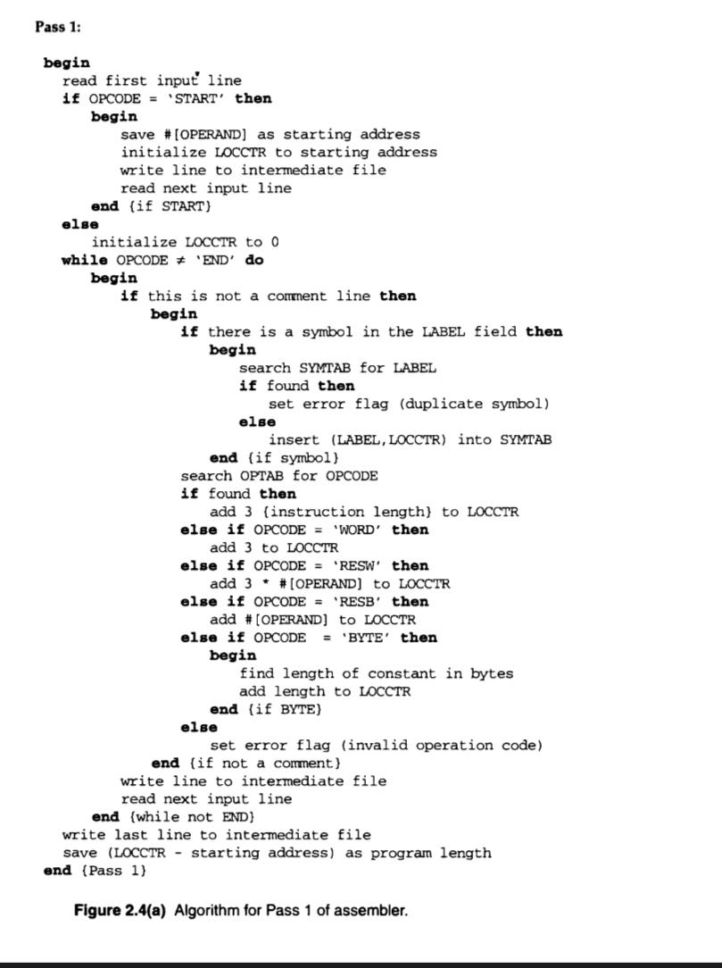Solved Pass 1:beginread first input' lineif OPCODE= ﻿'START' | Chegg.com