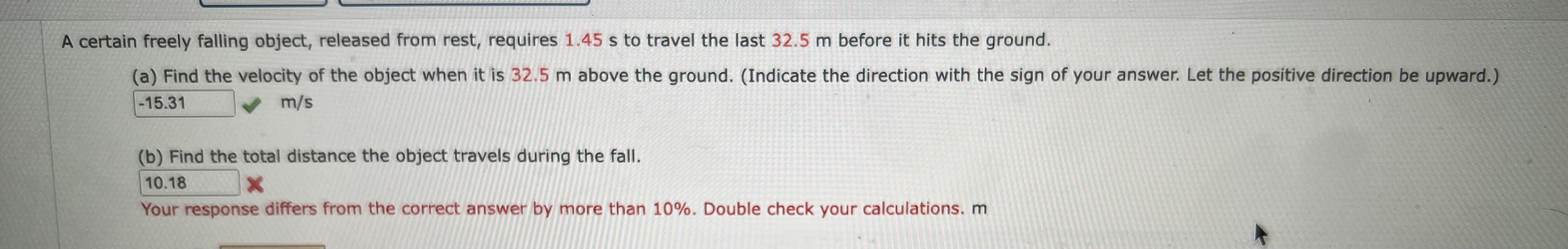 Solved A certain freely falling object, released from rest, | Chegg.com