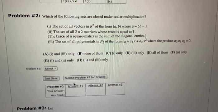 Solved Oblem # 2: Which Of The Following Sets Are Closed | Chegg.com