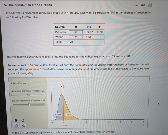 Solved 5 The Distribution Of The F Ratios E Let S Say Chegg Com