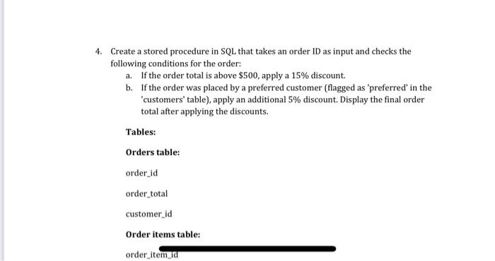 Solved 1. Create a stored procedure in SQL that takes an | Chegg.com