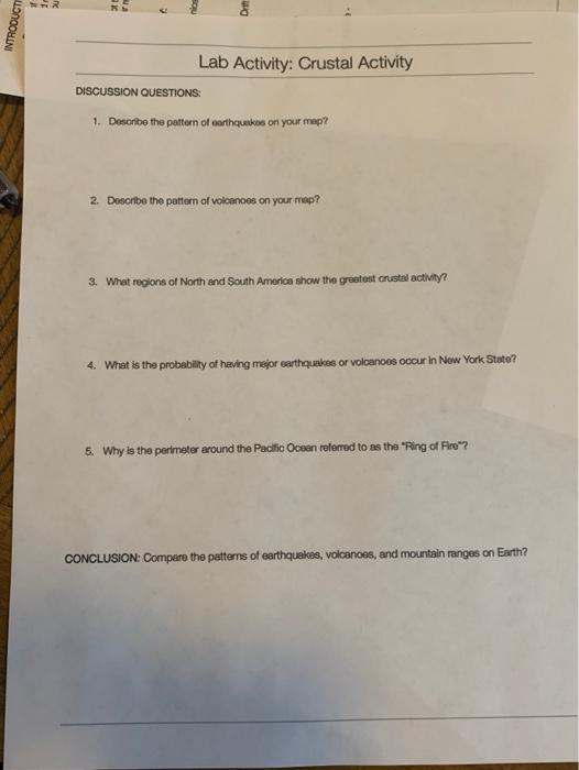 Solved R. wa De INTRODUCT Lab Activity Crustal Activity