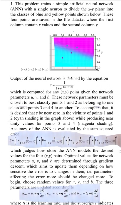 1. This problem trains a simple artificial neural | Chegg.com