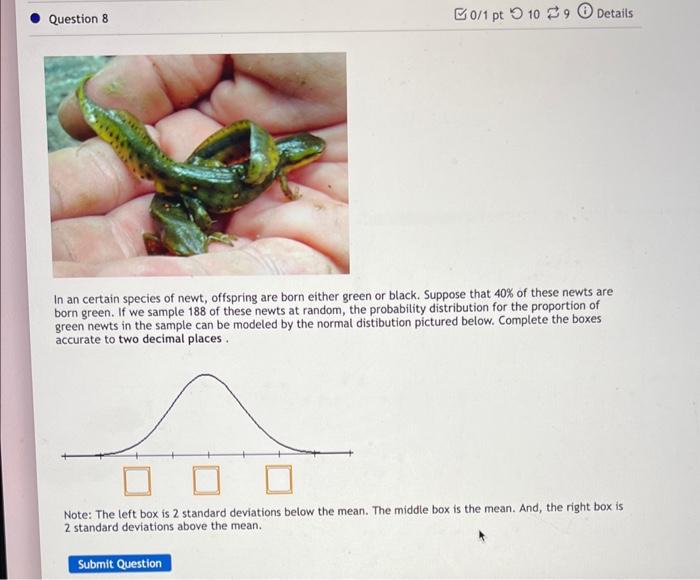 Solved Question 8 In an certain species of newt, offspring | Chegg.com