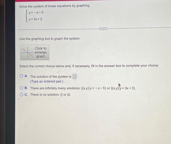 Solved Solve the system of linear equations by graphing. y = | Chegg.com