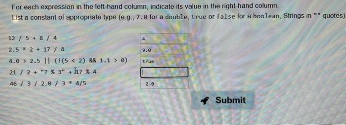 Solved For each expression in the left-hand column, indicate | Chegg.com
