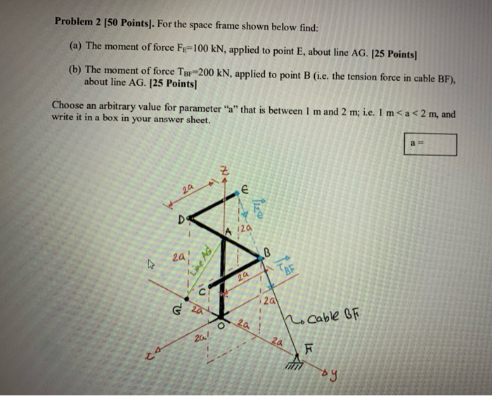 Solved Problem 2 (50 Points). For the space frame shown | Chegg.com