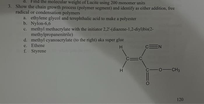 Solved d. F ind the molecular weight of Lucite using 200 | Chegg.com