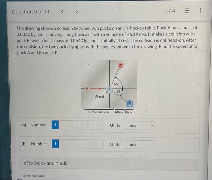 Solved The drawing shows a collision between two pucks on an | Chegg.com
