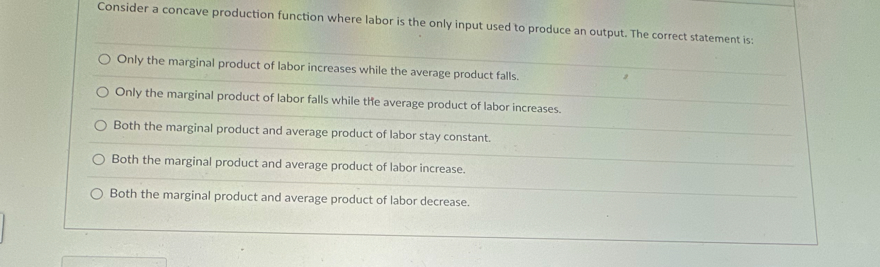 Solved Consider a concave production function where labor is | Chegg.com