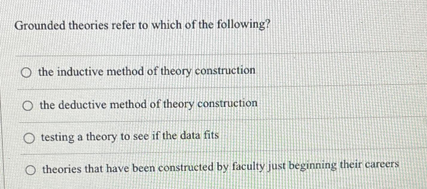 Solved Grounded theories refer to which of the following?the | Chegg.com