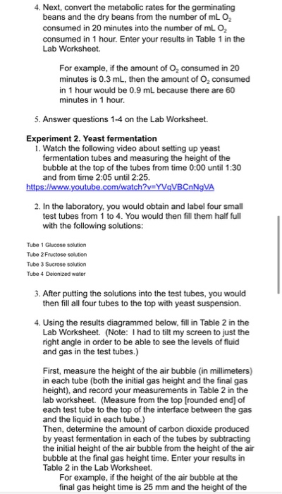 Solved Bio 101 Lab 5 Cellular Respiration Table 1 Calculate