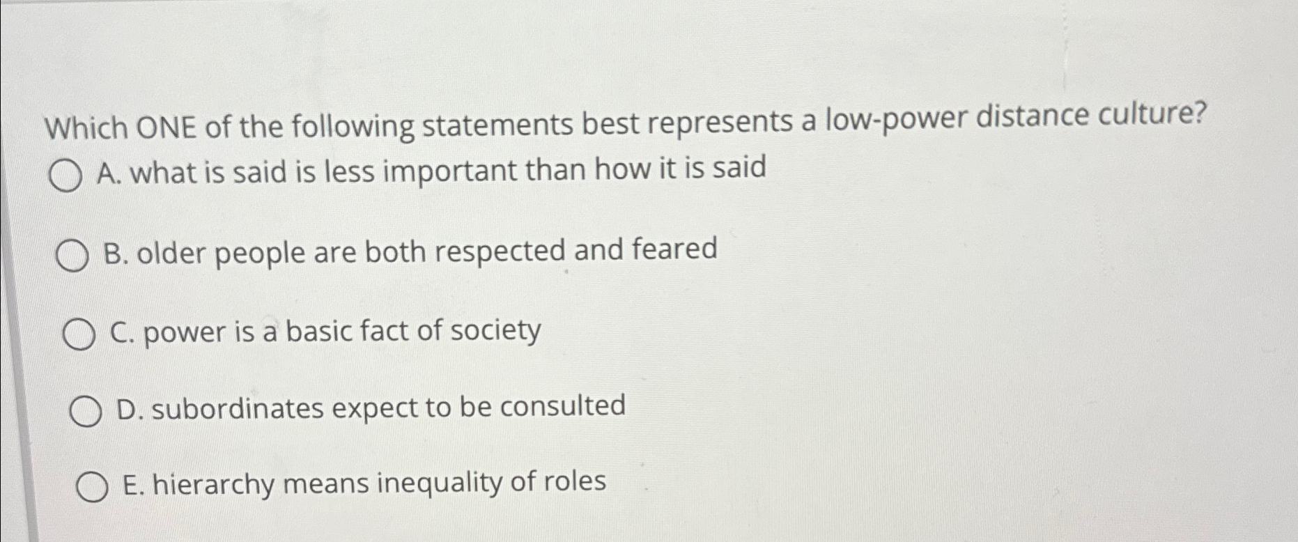 Solved Which ONE of the following statements best represents | Chegg.com