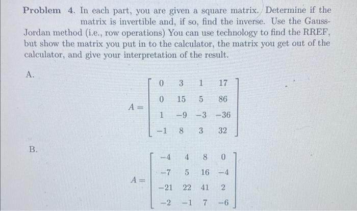 Solved Problem 4. In each part, you are given a square | Chegg.com