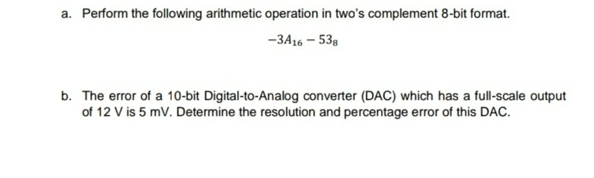 Solved a. Perform the following arithmetic operation in | Chegg.com