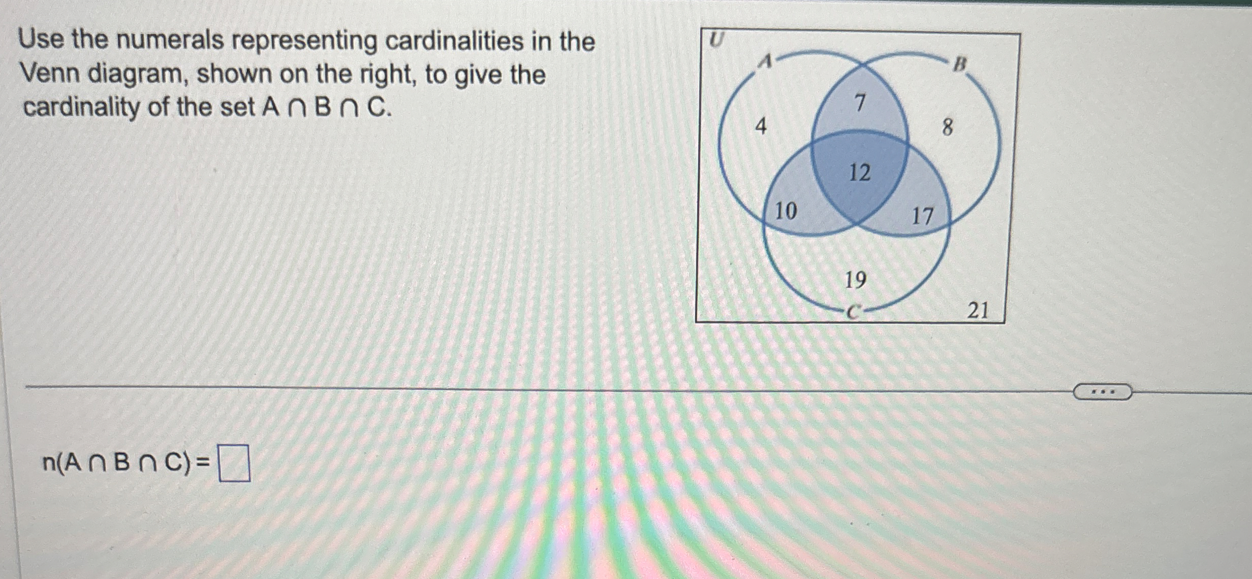 Solved Use the numerals representing cardinalities in | Chegg.com
