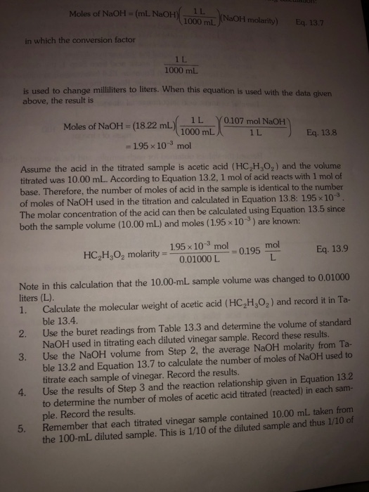 Solved Moles Of Naoh Ml Naoh 1000 M Naoh Molarity Eq Chegg Com