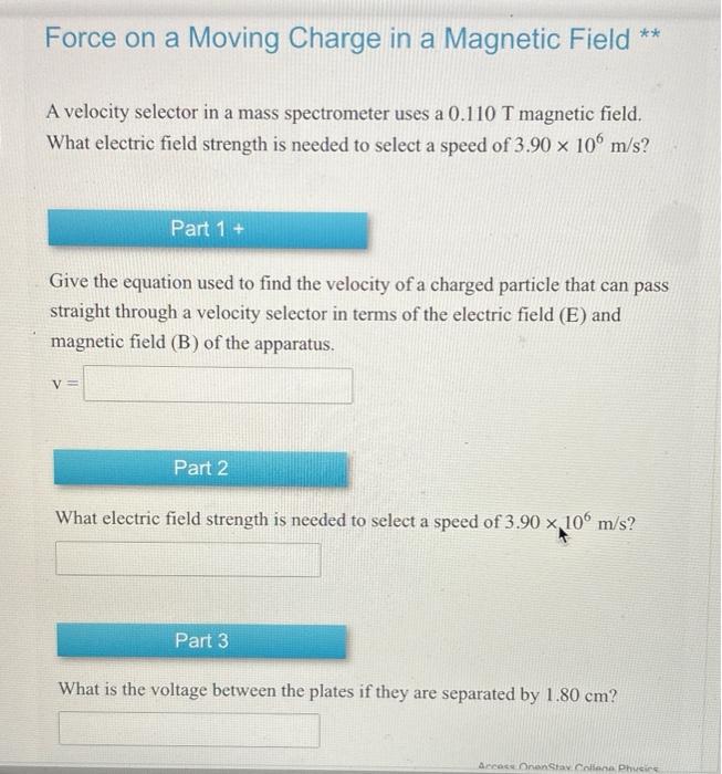 Solved Force on a Moving Charge in a Magnetic Field ** A | Chegg.com