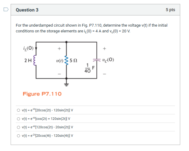 Solved Question 3For the underdamped circuit shown in ﻿Fig. | Chegg.com