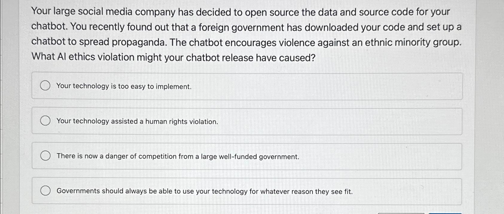 Solved Your large social media company has decided to open | Chegg.com
