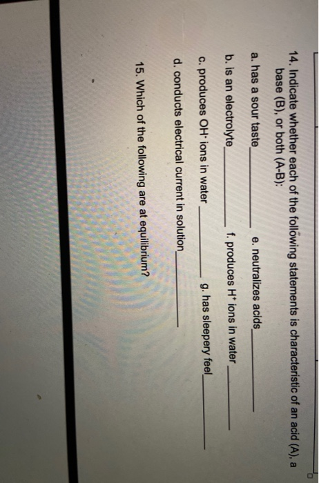 Solved 14. Indicate whether each of the following statements | Chegg.com