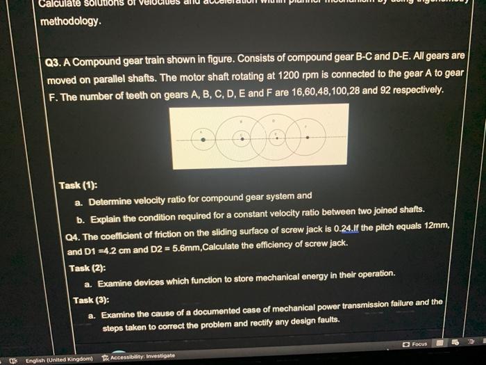 Solved methodology. Q3. A Compound gear train shown in | Chegg.com