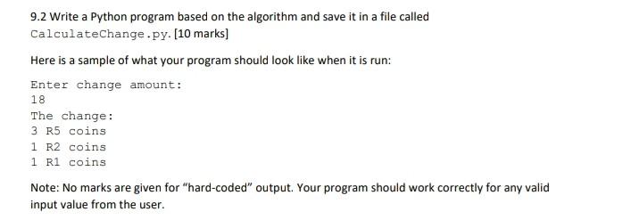 Solved a simple program to calculate change | Chegg.com