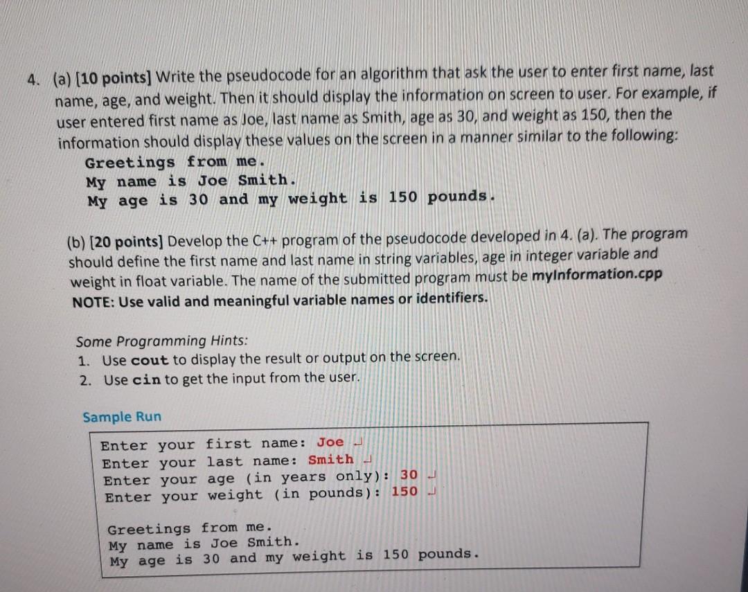 Solved 18. (a) (18 points] Write the pseudocode for an  Chegg.com