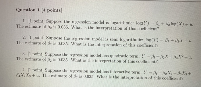 Solved Question 1 (4 points] 1. [1 point] Suppose the | Chegg.com