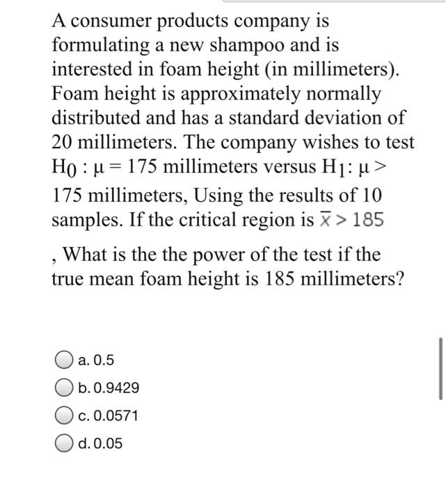 [Solved] A consumer products company is formulating a new