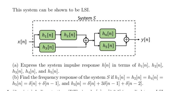 Solved This system can be shown to be LSI. (a) Express the | Chegg.com