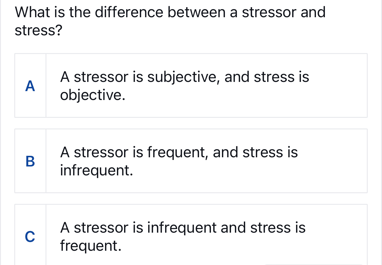 Solved What is the difference between a stressor and | Chegg.com