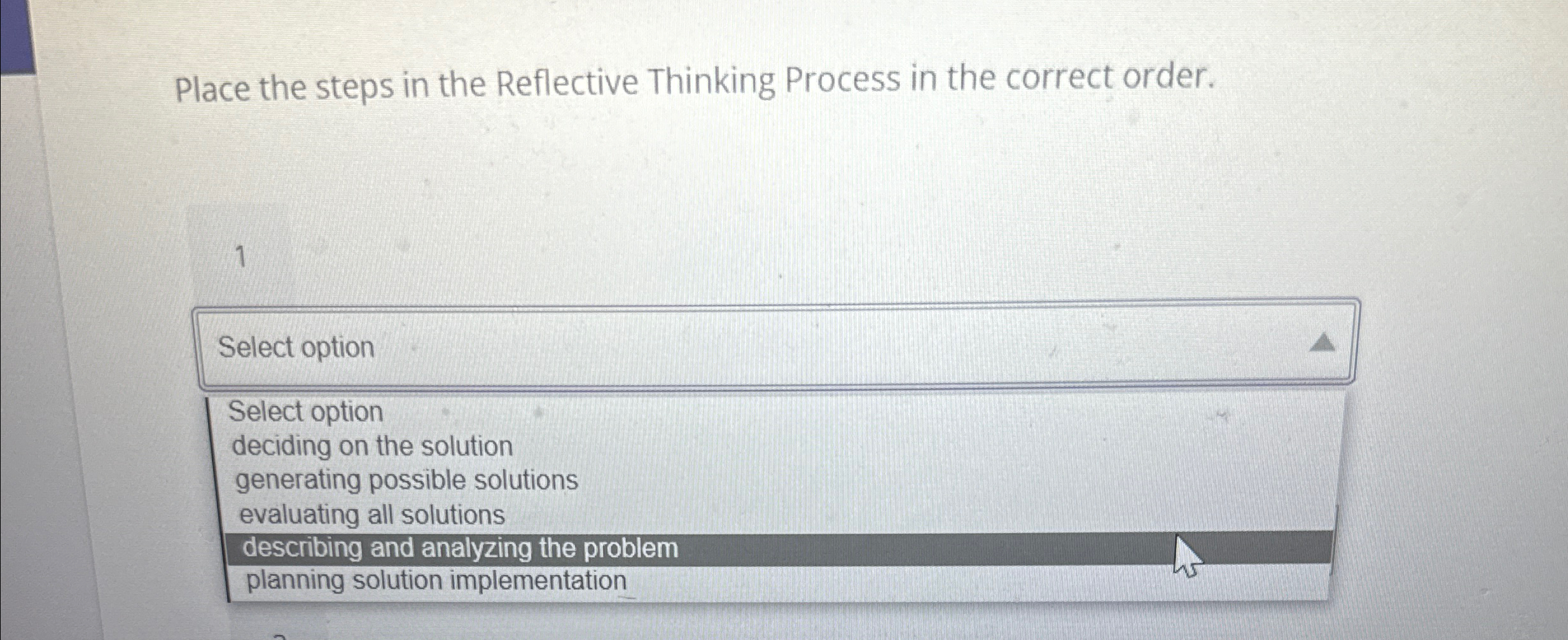 Solved Place the steps in the Reflective Thinking Process in | Chegg.com