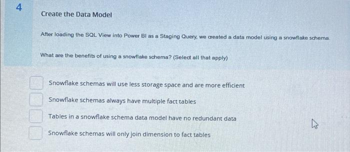 Solved 4 Create the Data Model After loading the SQL View | Chegg.com
