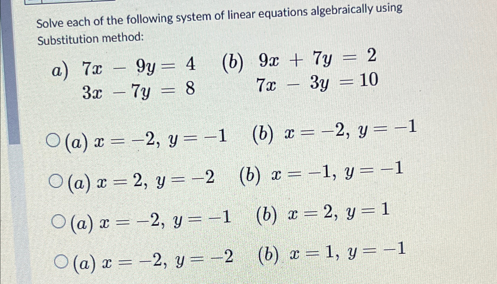 Solved Solve each of the following system of linear | Chegg.com