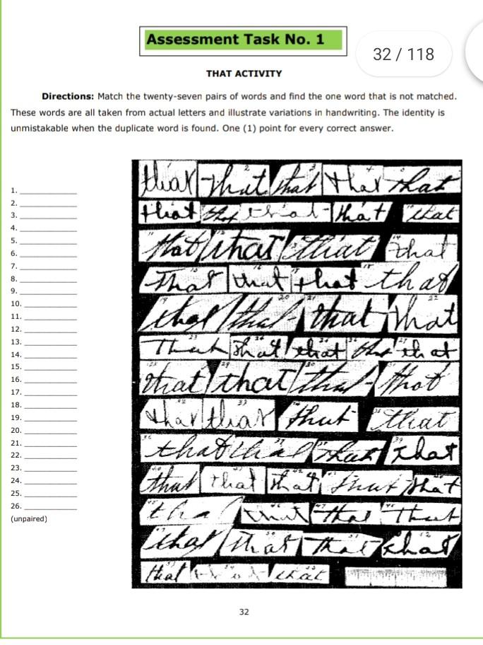 Assessment Task No. 1 32 / 118 THAT ACTIVITY | Chegg.com