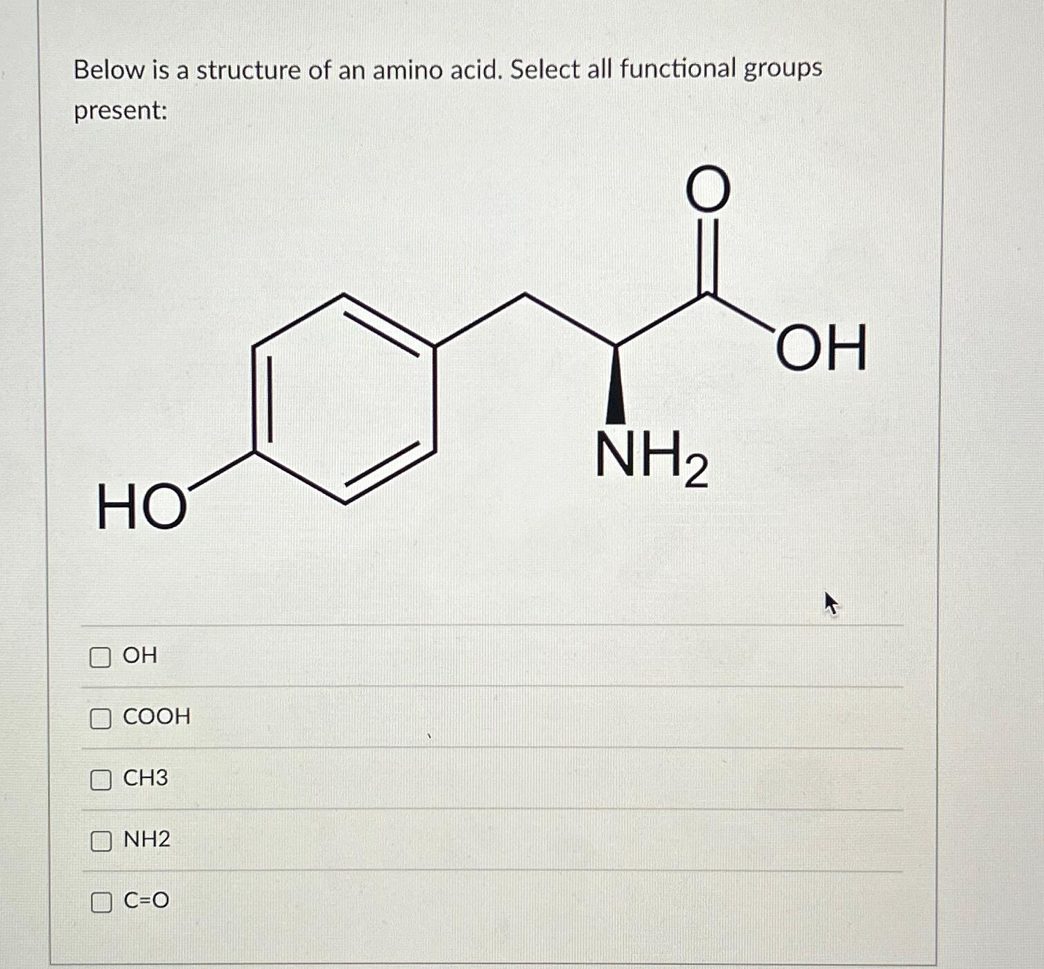 Solved Below is a structure of an amino acid. Select all | Chegg.com