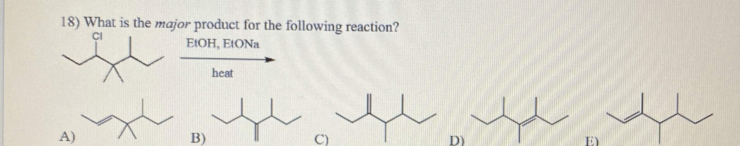 Solved What Is The Major Product For The Following Chegg Com