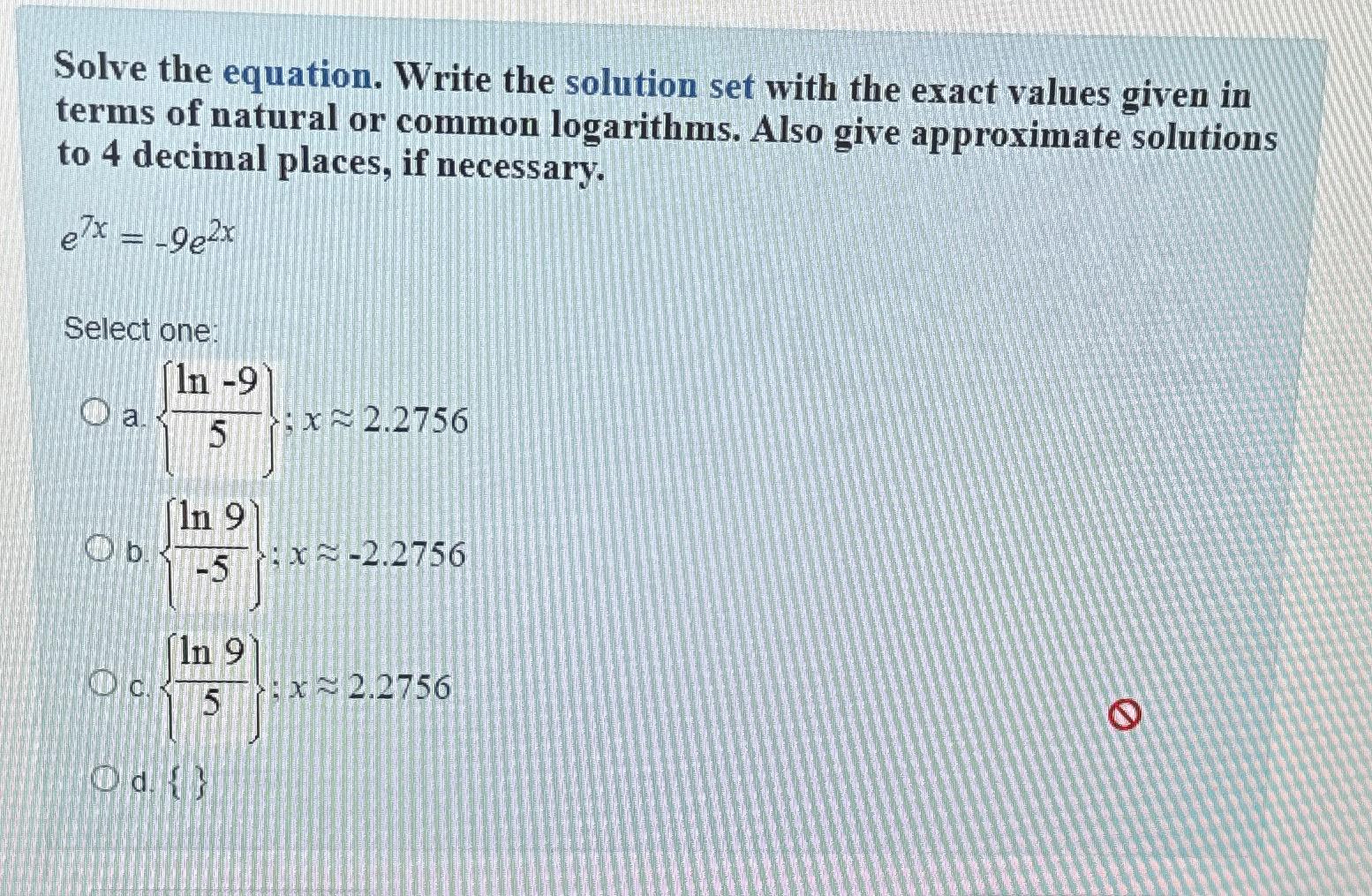 Solved Solve the equation. Write the solution set with the | Chegg.com
