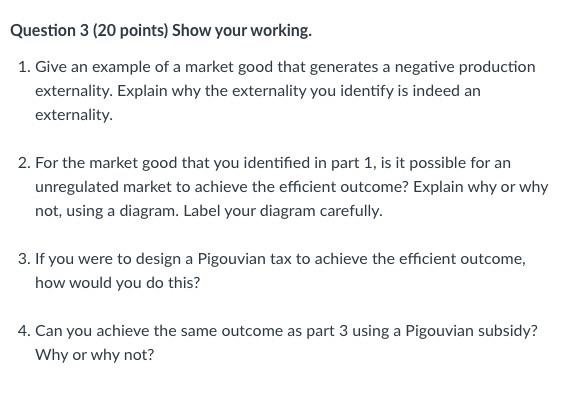 Solved 1. Give an example of a market good that generates a | Chegg.com