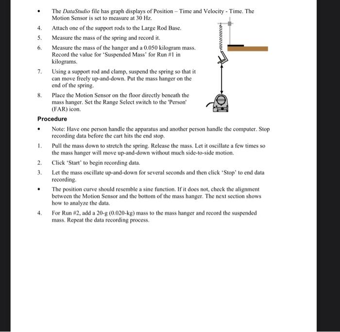 Solved Simple Harmonic Motion - Mass on a Spring (Motion | Chegg.com
